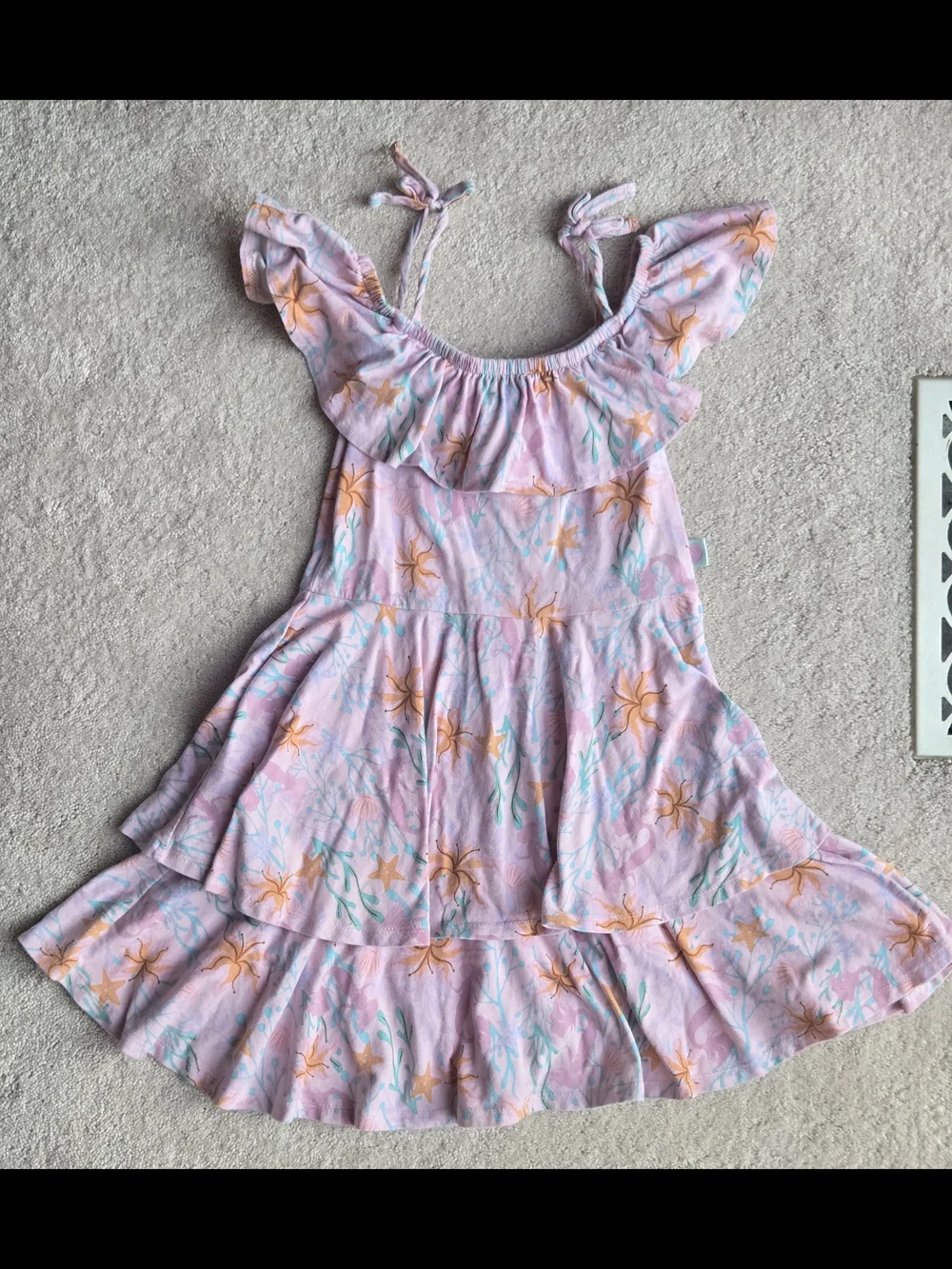 The LITTLE MERMAID COLLEEN ATWOOD Girls' Pink Floral Ruffle Sundress